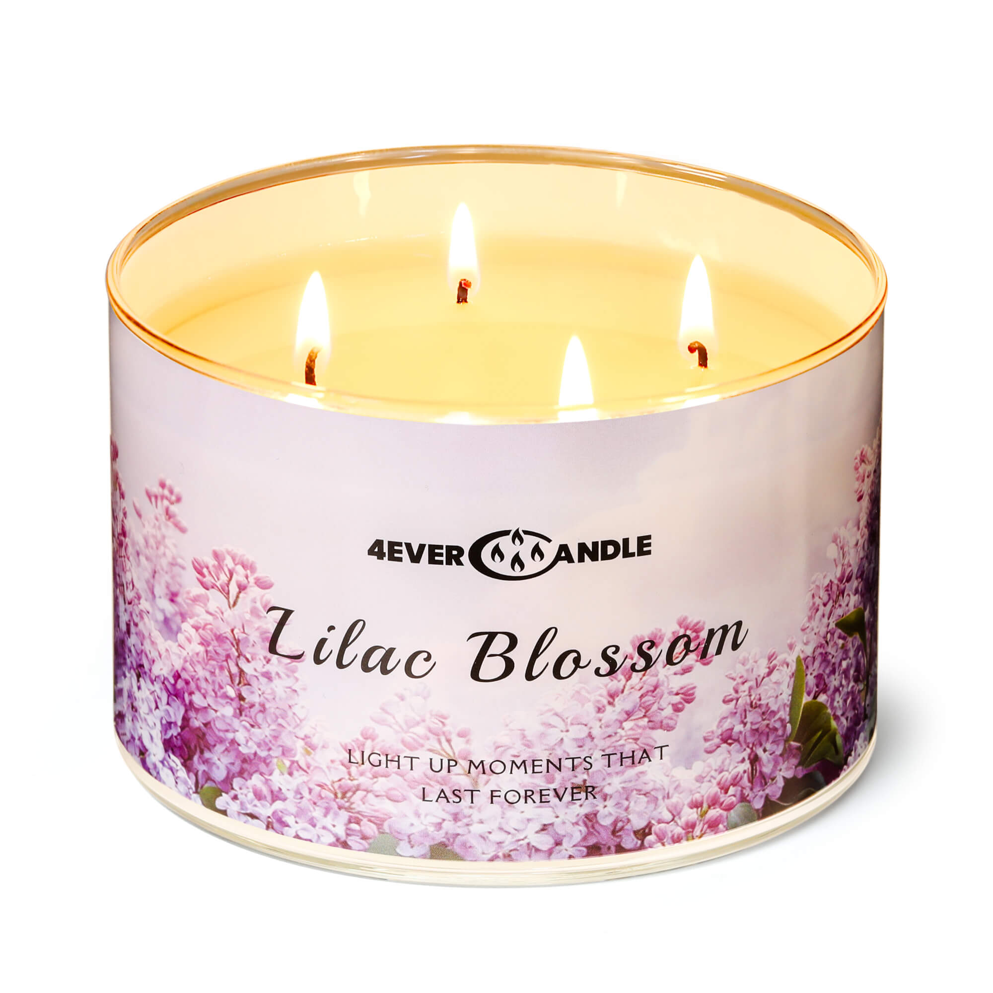Picture of 4EVER CANDLE 4-Wick Scented Candle - 18oz Soy Wax Blend Candle Over 50Hrs Long-Lasting Fragrance, Home Decor and Housewarming Gifts, Lilac Blossom